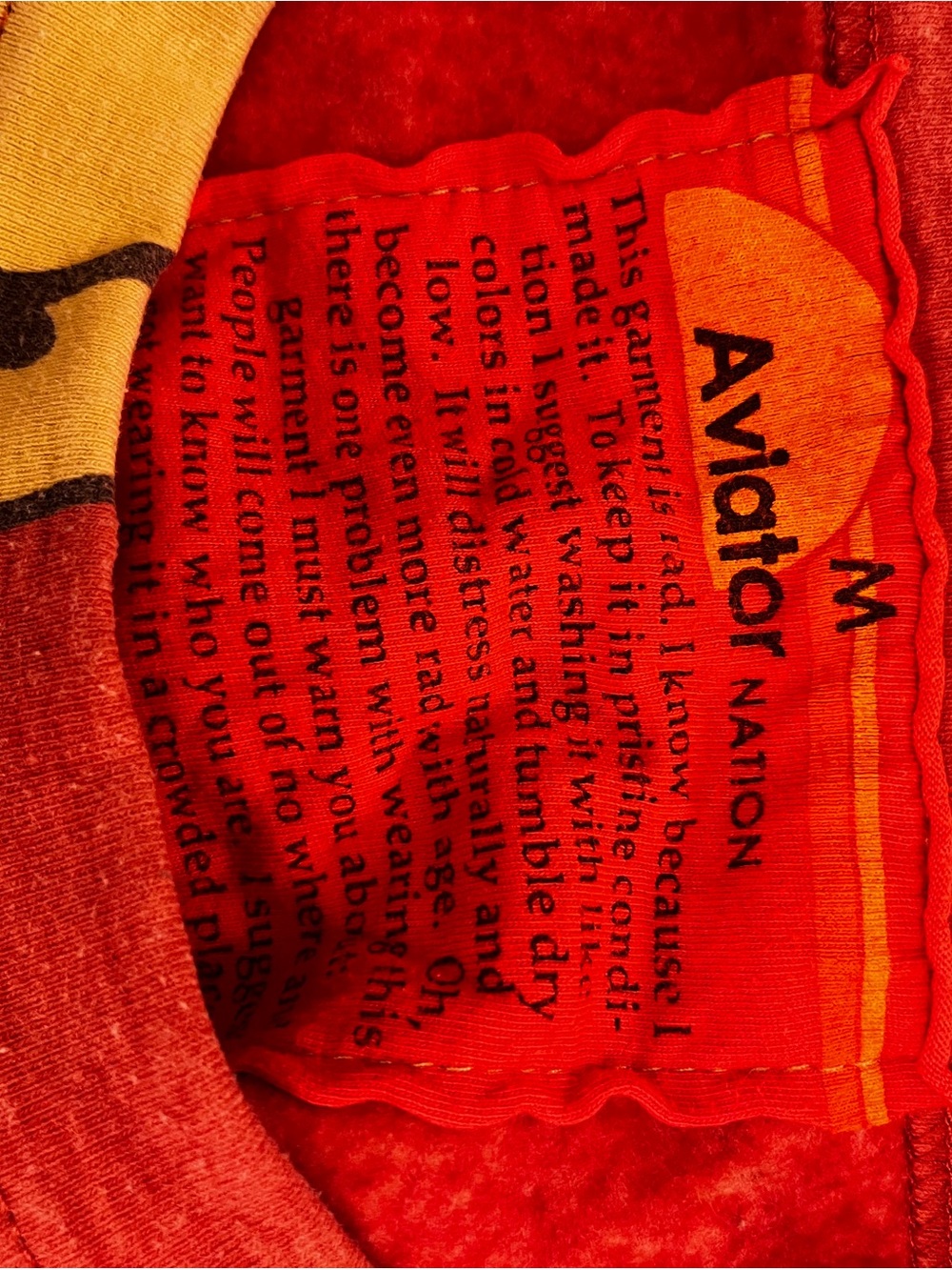Aviator Nation $165 Red Crewneck Sweater with Yellow Smiley Print - Picture 4 of 4